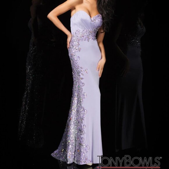 Tony Bowls Evening LILAC 4 LONG GOWN FORMAL PROM PAGEANT DRESS 114504 - Picture 5 of 10